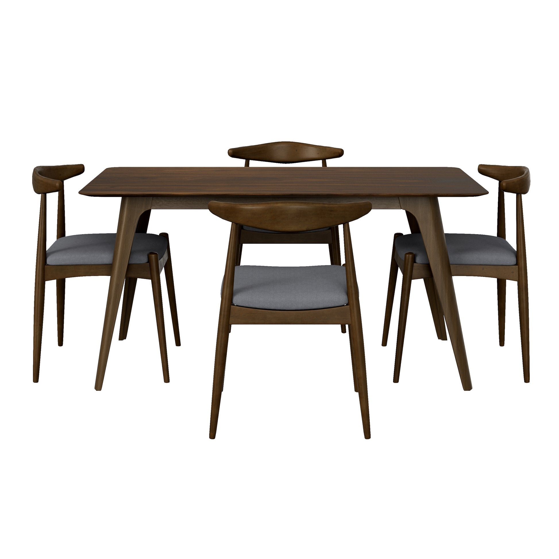 [Video] 5-Piece Dining Set 1 Table 4 Chairs, Rubberwood Frame, Faux Wood Tabletop, Retro - Elegant for Kitchen & Family Dining, Walnut+Charcoal (same sku: N759S002001F) image 2