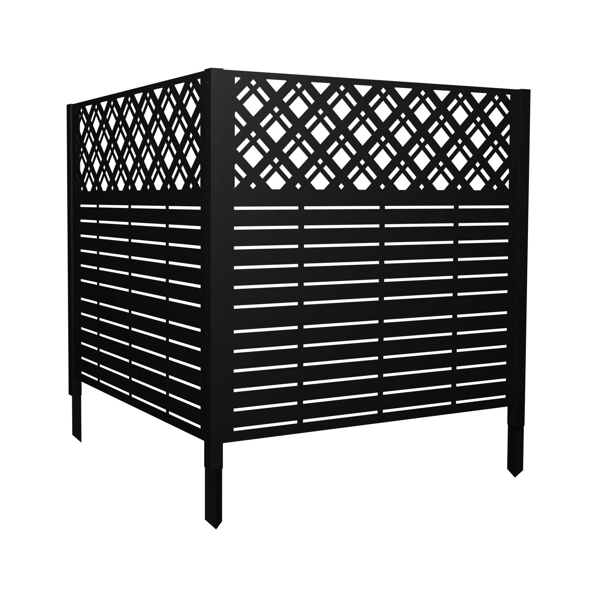 W48'' x H47.3'' x 2 Panels Metal Privacy Screen, Outdoor Privacy Panels, Trash Can Enclosure, Air Conditioner Fence, Pool Equipment Enclosure, Backyard Fencing, Rhombus Black image 12