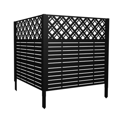 W48'' x H47.3'' x 2 Panels Metal Privacy Screen, Outdoor Privacy Panels, Trash Can Enclosure, Air Conditioner Fence, Pool Equipment Enclosure, Backyard Fencing, Rhombus Black image 12