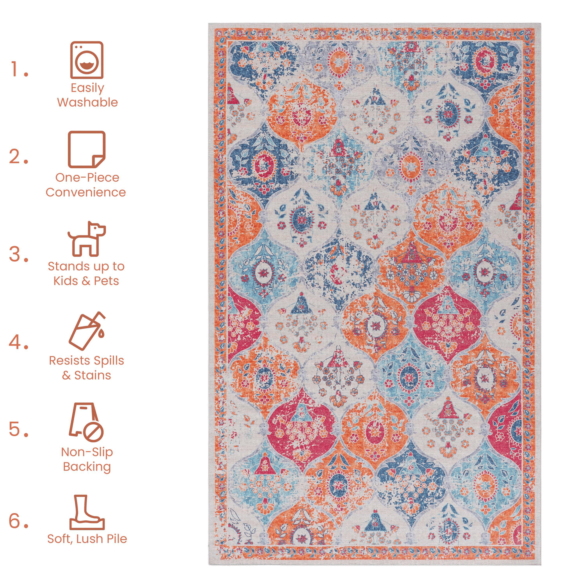 2x3 Cream Area Rug, Washable Area Rugs, Low-Pile, Non-Slip, Non-Shedding, Foldable, Kid&Pet Friendly, Area Rugs for livi image 5