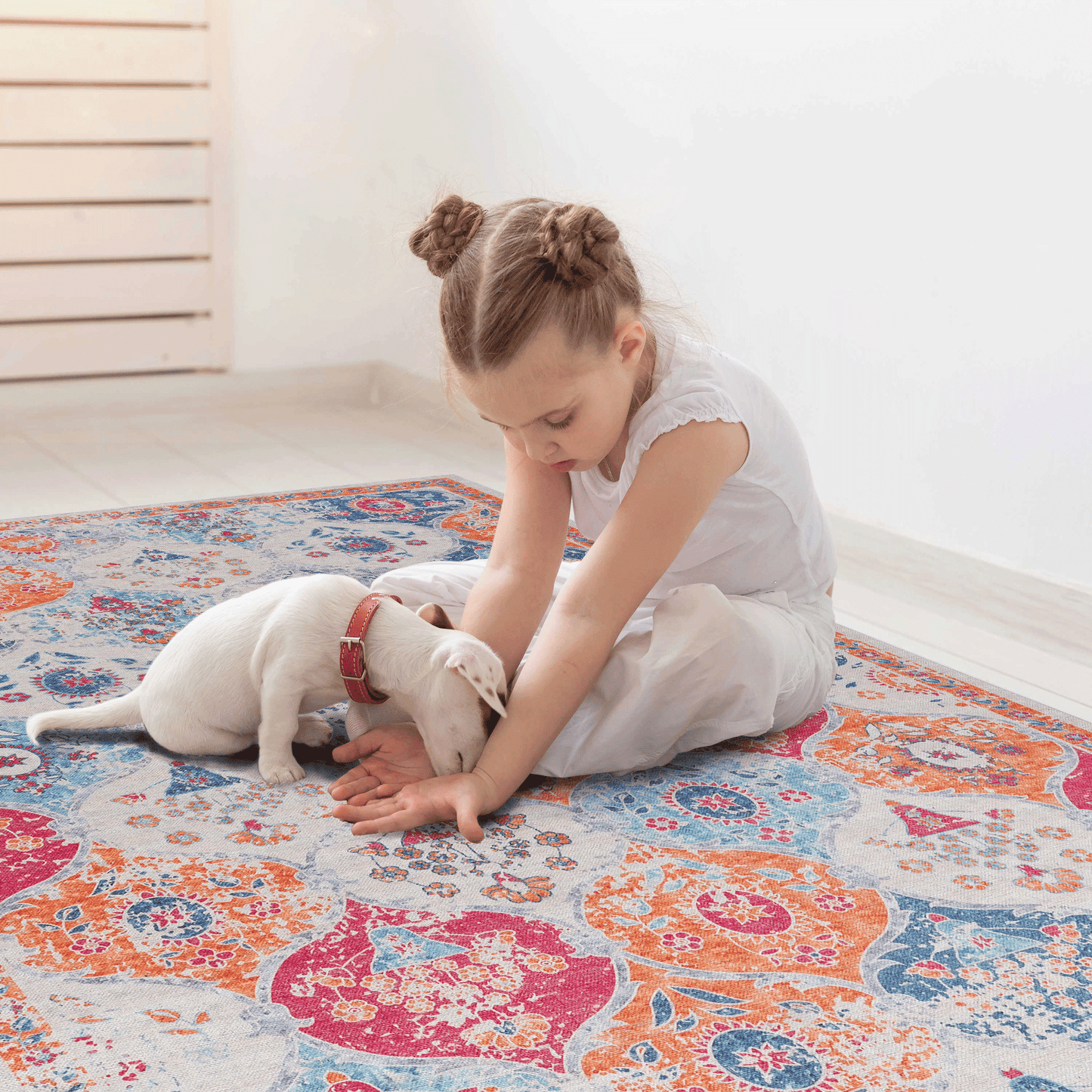 2x3 Cream Area Rug, Washable Area Rugs, Low-Pile, Non-Slip, Non-Shedding, Foldable, Kid&Pet Friendly, Area Rugs for livi image 1