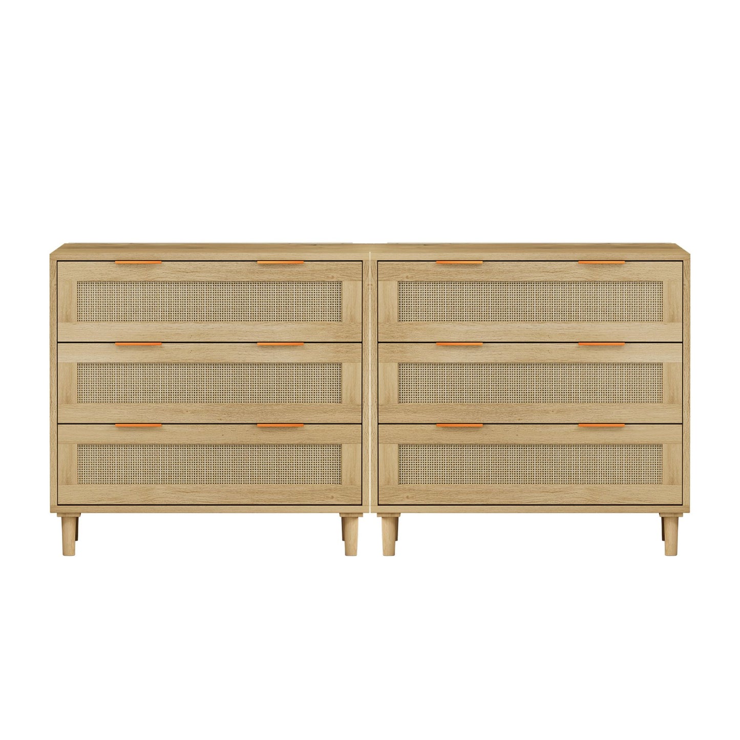 3-Drawers Rattan Storage Cabinet Rattan Drawer (Set of 2),for Bedroom,Living Room,Dining Room,Hallways,Oak image 6