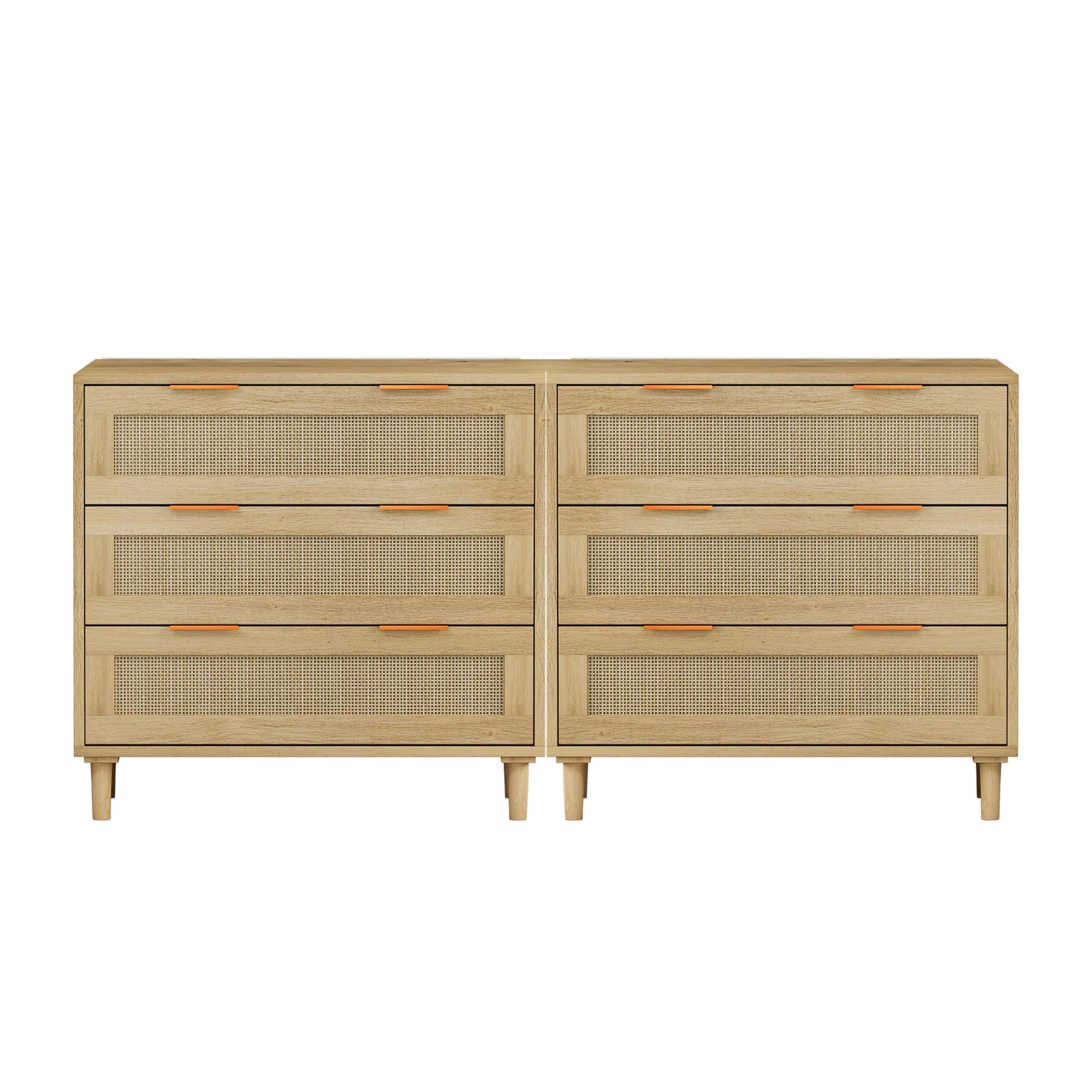 3-Drawers Rattan Storage Cabinet Rattan Drawer (Set of 2),for Bedroom,Living Room,Dining Room,Hallways,Oak image 6