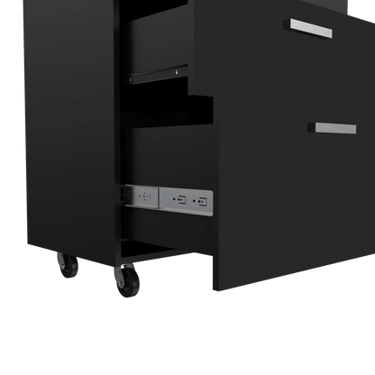 3 Drawers Storage Cabinet with Casters Lions Office, Black Wengue Finish image 13
