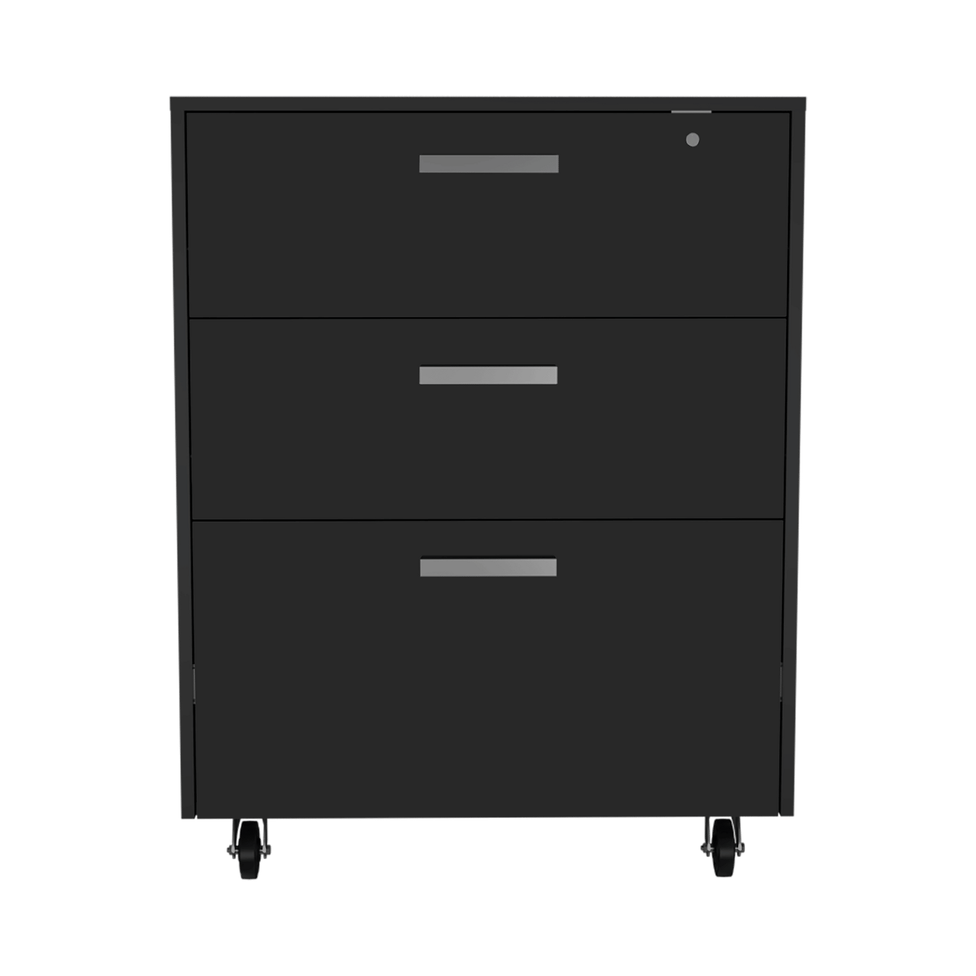 3 Drawers Storage Cabinet with Casters Lions Office, Black Wengue Finish image 8