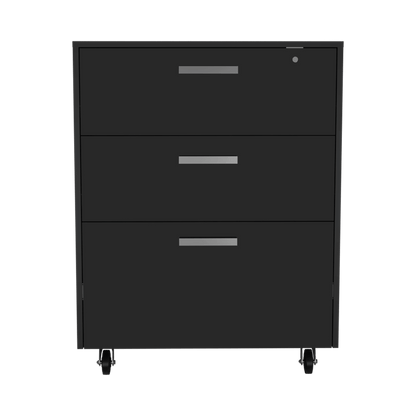 3 Drawers Storage Cabinet with Casters Lions Office, Black Wengue Finish image 8