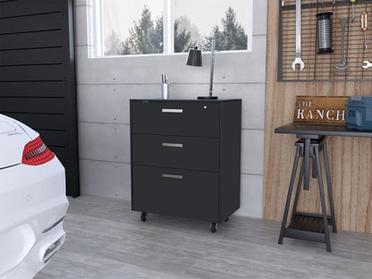 3 Drawers Storage Cabinet with Casters Lions Office, Black Wengue Finish image 1