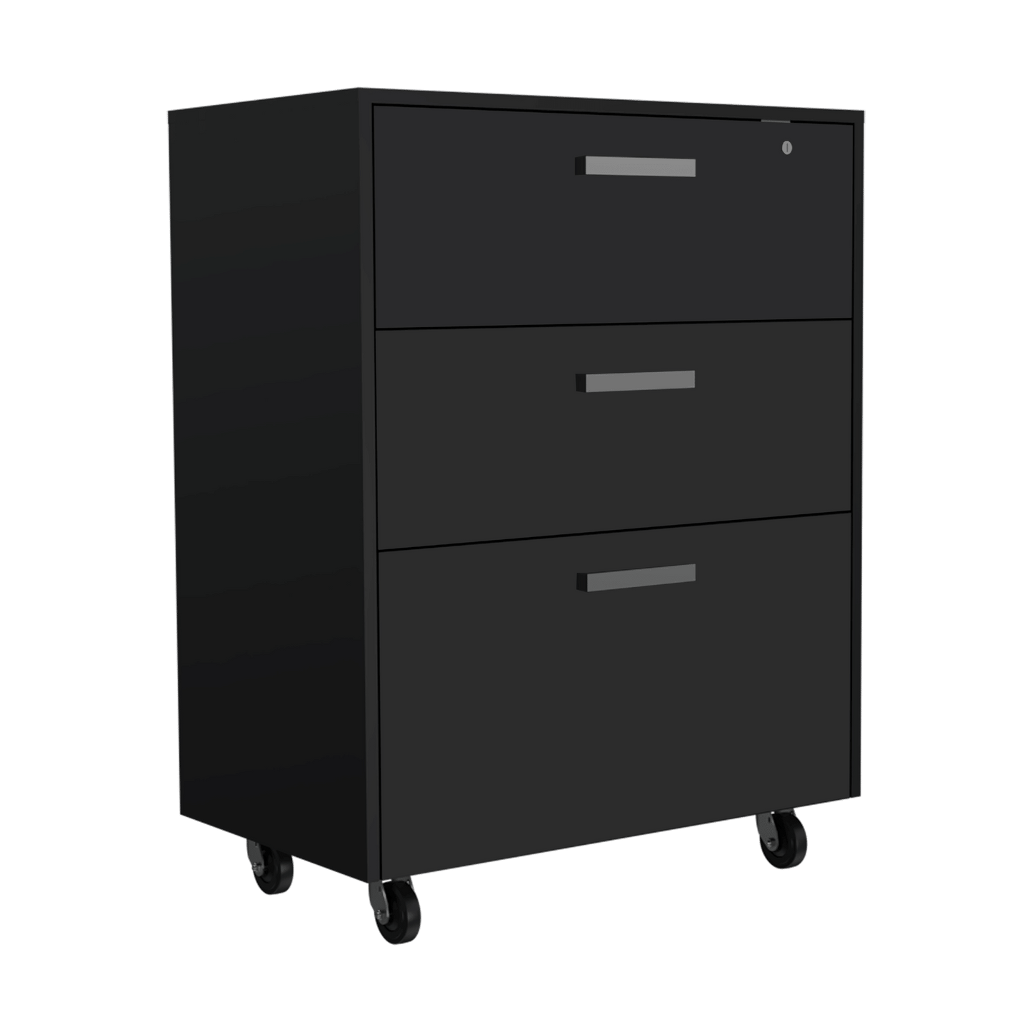 3 Drawers Storage Cabinet with Casters Lions Office, Black Wengue Finish image 9