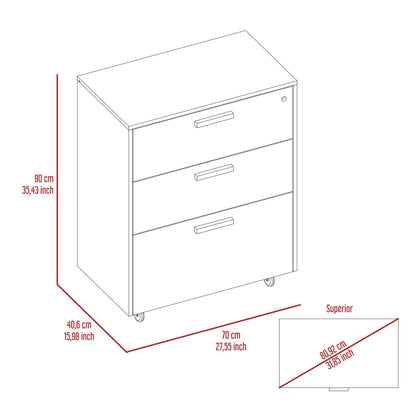 3 Drawers Storage Cabinet with Casters Lions Office, Black Wengue Finish image 7