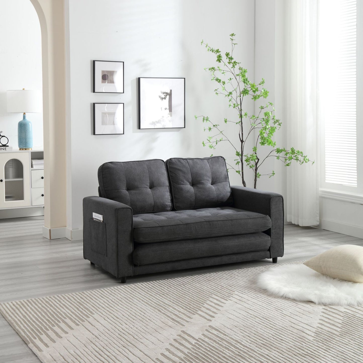3 Fold Sofa,Convertible Futon Couch sleeper sofabed,Space saving loveseat,Pull Out Couch Bed for Living Room,Dark Gray & image 14