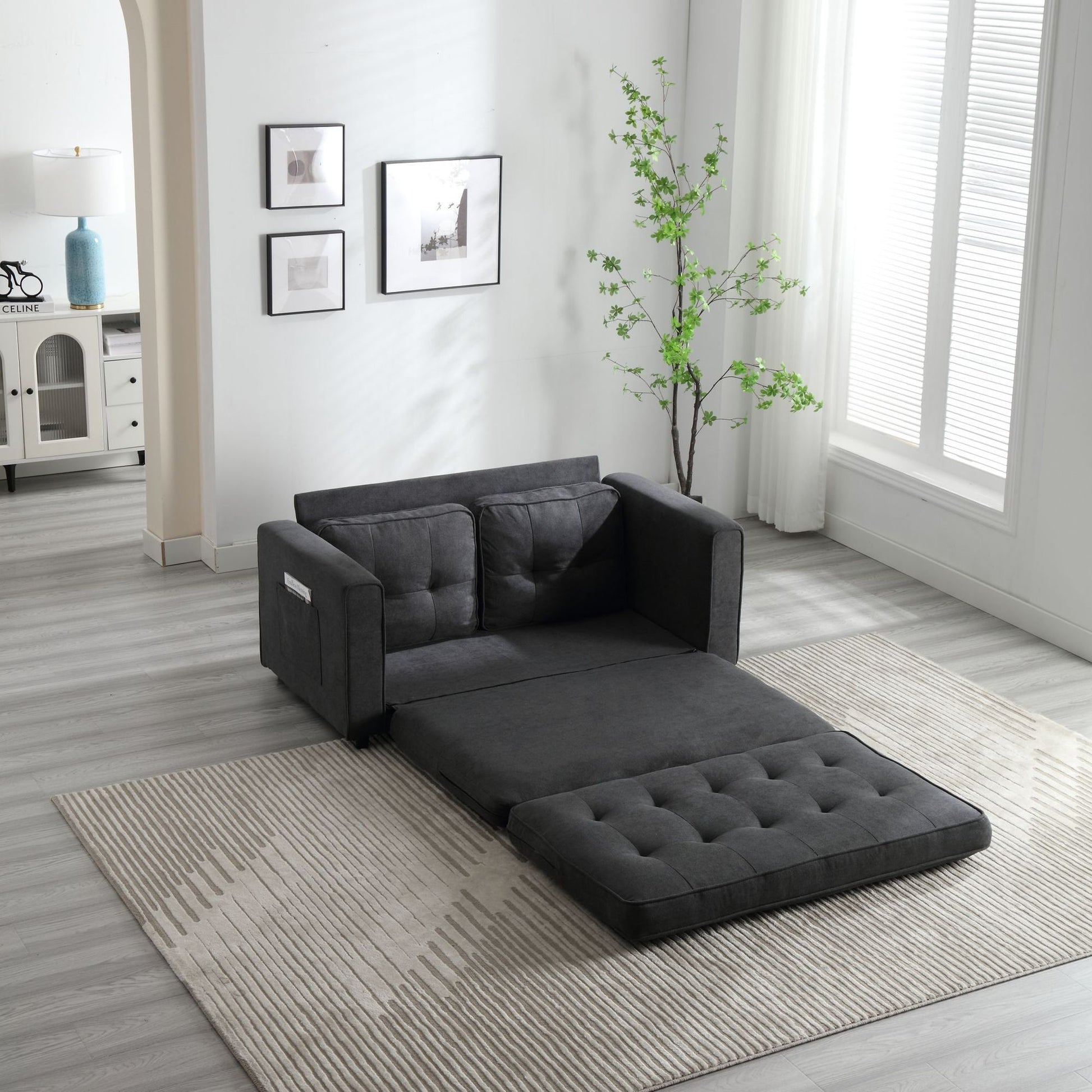 3 Fold Sofa,Convertible Futon Couch sleeper sofabed,Space saving loveseat,Pull Out Couch Bed for Living Room,Dark Gray & image 8