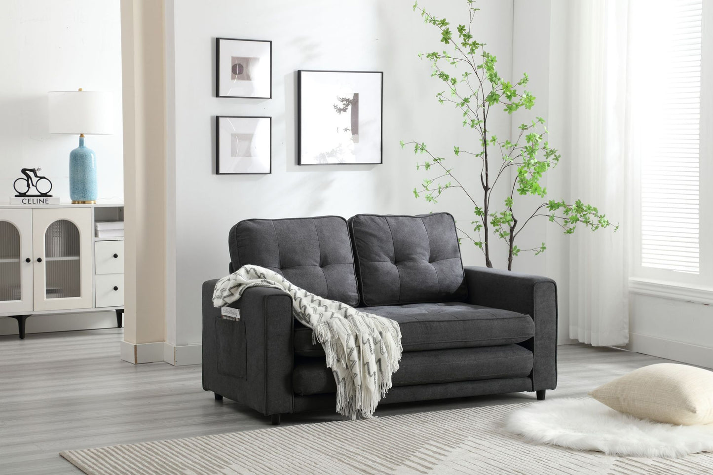 3 Fold Sofa,Convertible Futon Couch sleeper sofabed,Space saving loveseat,Pull Out Couch Bed for Living Room,Dark Gray & image 17