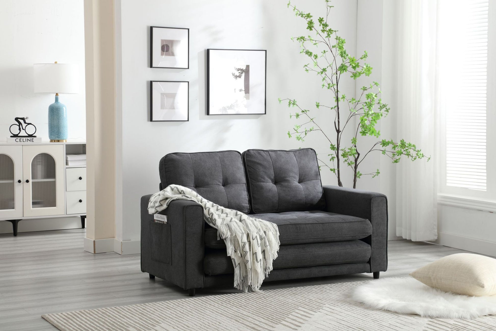 3 Fold Sofa,Convertible Futon Couch sleeper sofabed,Space saving loveseat,Pull Out Couch Bed for Living Room,Dark Gray & image 17