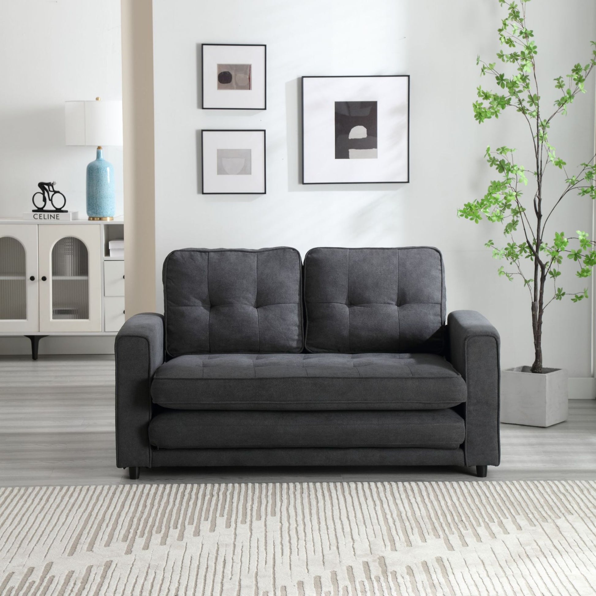 3 Fold Sofa,Convertible Futon Couch sleeper sofabed,Space saving loveseat,Pull Out Couch Bed for Living Room,Dark Gray & image 1