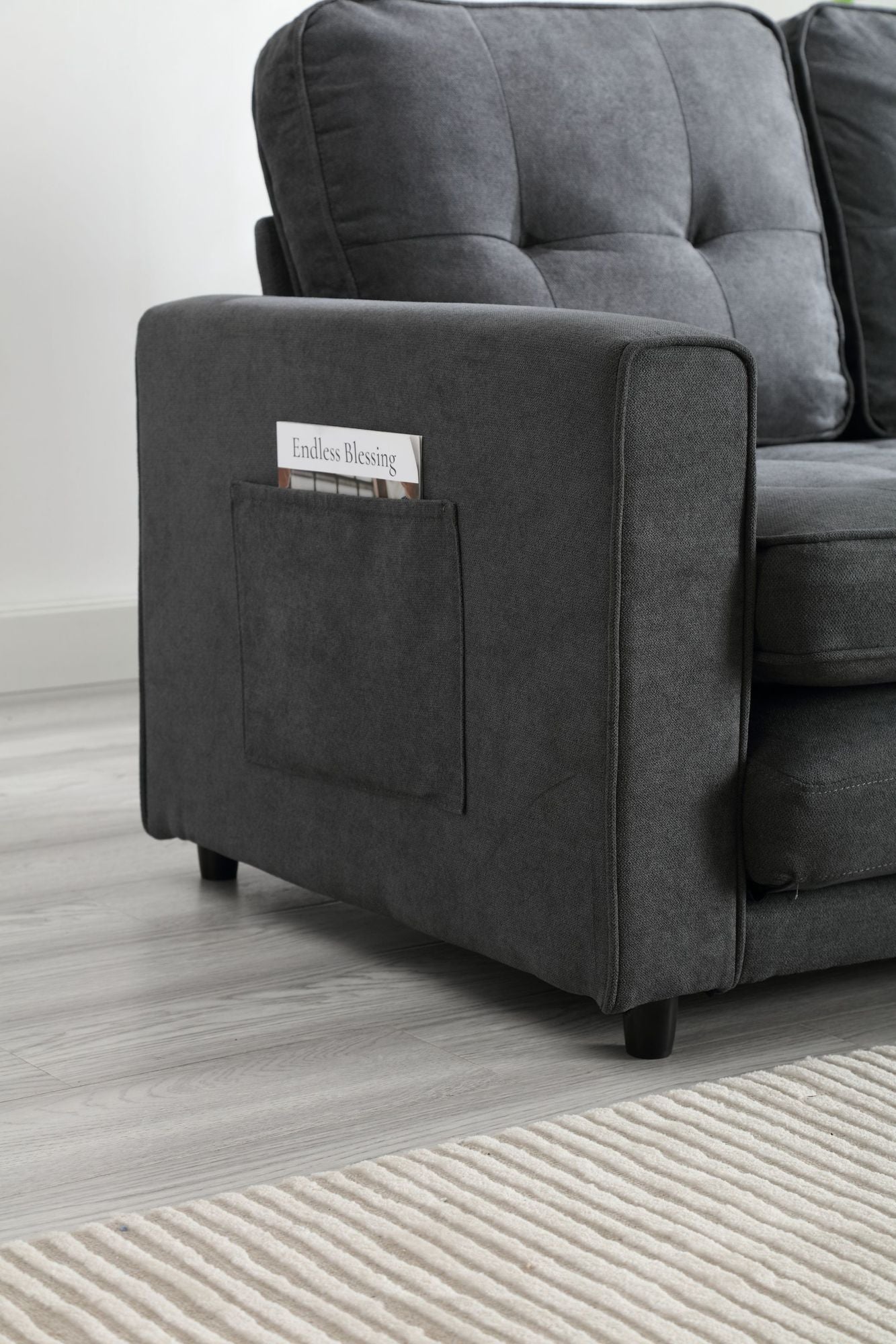 3 Fold Sofa,Convertible Futon Couch sleeper sofabed,Space saving loveseat,Pull Out Couch Bed for Living Room,Dark Gray & image 16