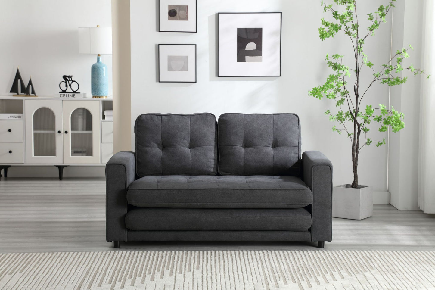 3 Fold Sofa,Convertible Futon Couch sleeper sofabed,Space saving loveseat,Pull Out Couch Bed for Living Room,Dark Gray & image 5