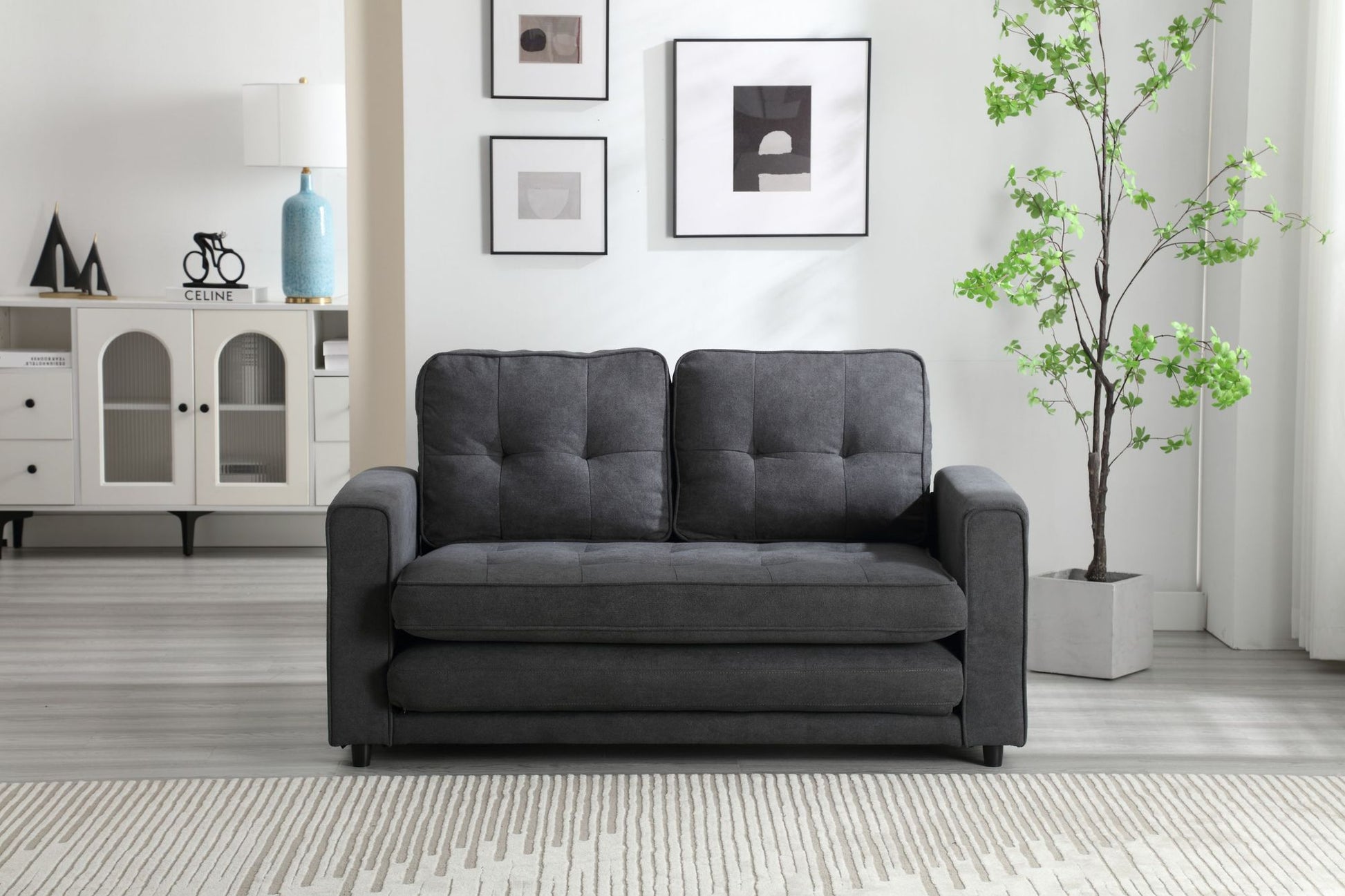 3 Fold Sofa,Convertible Futon Couch sleeper sofabed,Space saving loveseat,Pull Out Couch Bed for Living Room,Dark Gray & image 5