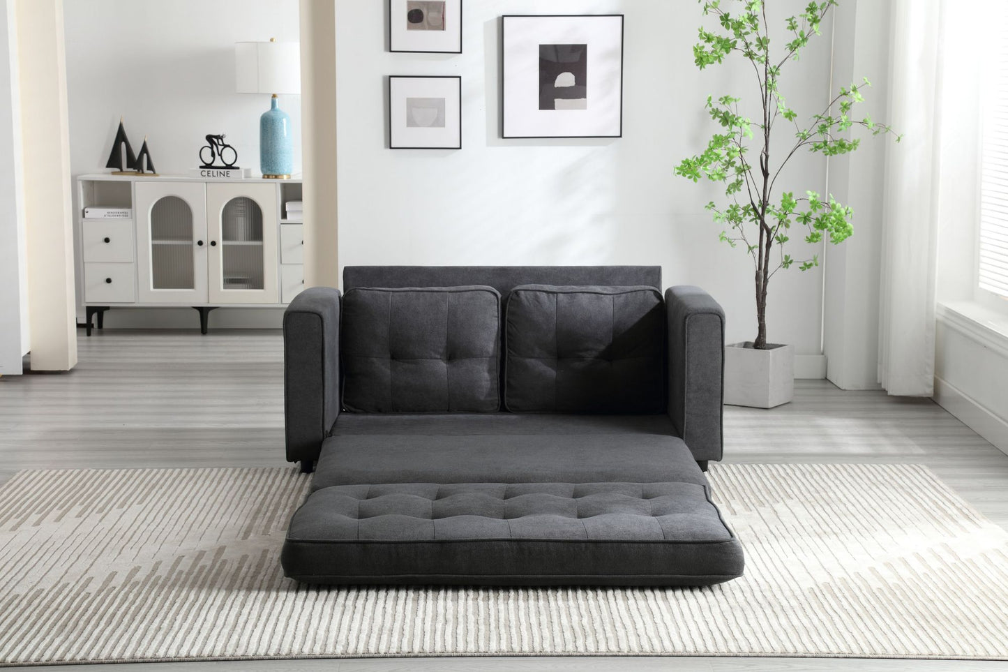 3 Fold Sofa,Convertible Futon Couch sleeper sofabed,Space saving loveseat,Pull Out Couch Bed for Living Room,Dark Gray & image 4
