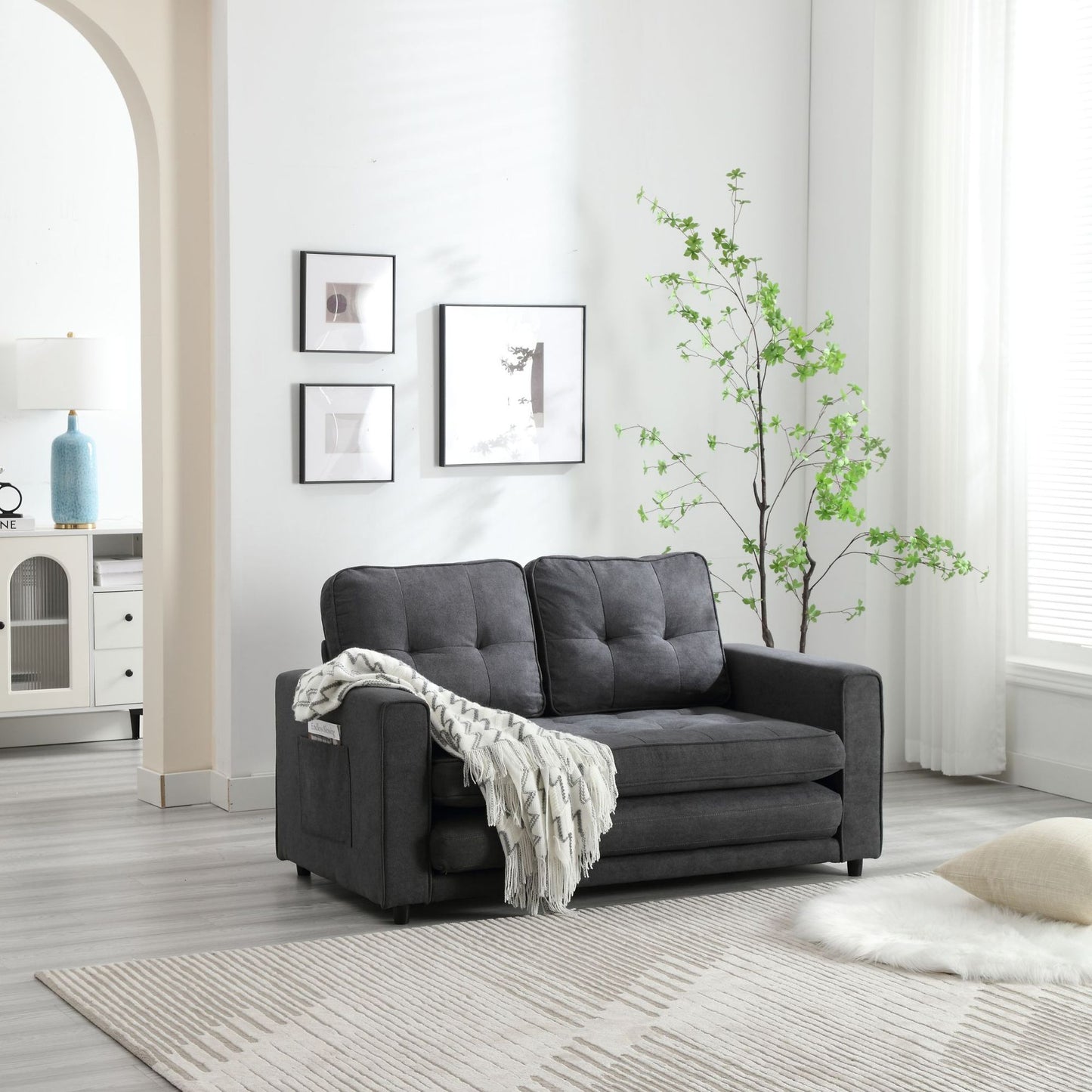 3 Fold Sofa,Convertible Futon Couch sleeper sofabed,Space saving loveseat,Pull Out Couch Bed for Living Room,Dark Gray & image 19