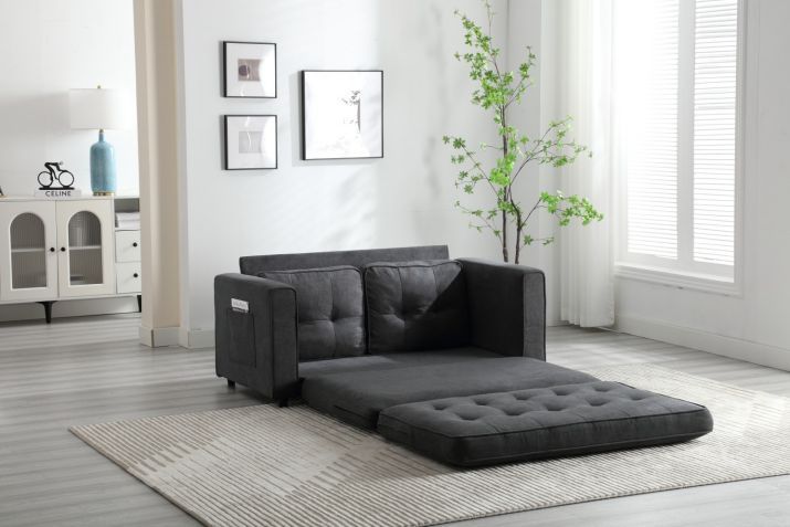 3 Fold Sofa,Convertible Futon Couch sleeper sofabed,Space saving loveseat,Pull Out Couch Bed for Living Room,Dark Gray & image 3