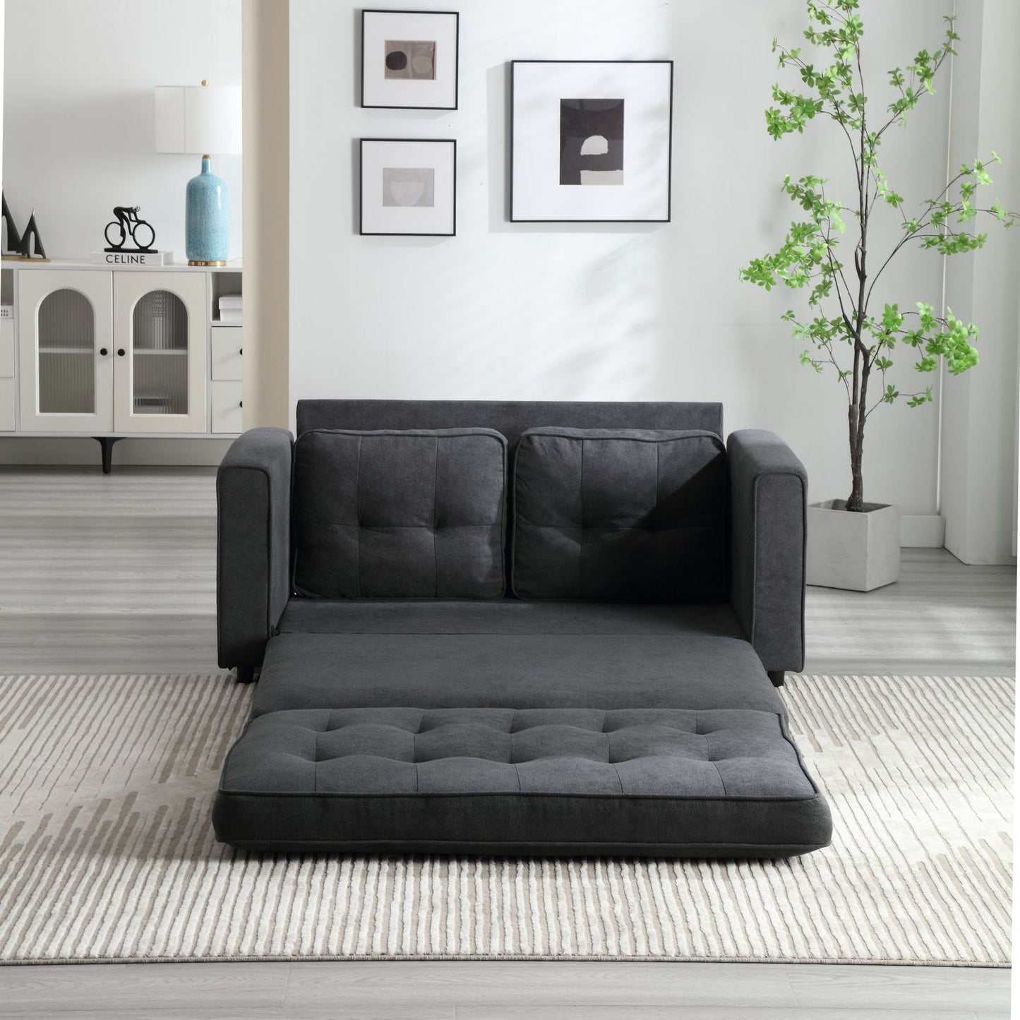 3 Fold Sofa,Convertible Futon Couch sleeper sofabed,Space saving loveseat,Pull Out Couch Bed for Living Room,Dark Gray & image 6
