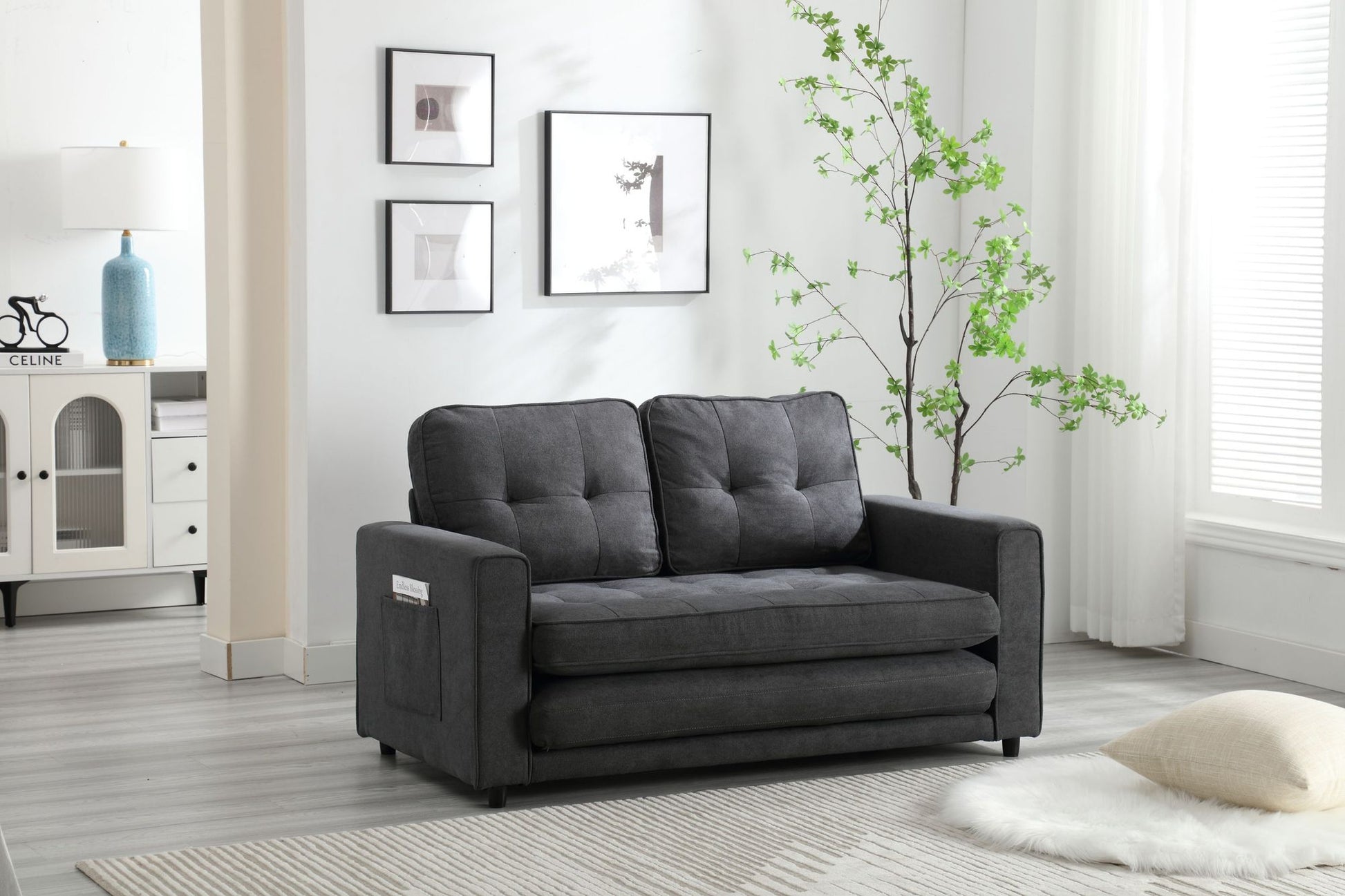 3 Fold Sofa,Convertible Futon Couch sleeper sofabed,Space saving loveseat,Pull Out Couch Bed for Living Room,Dark Gray & image 13