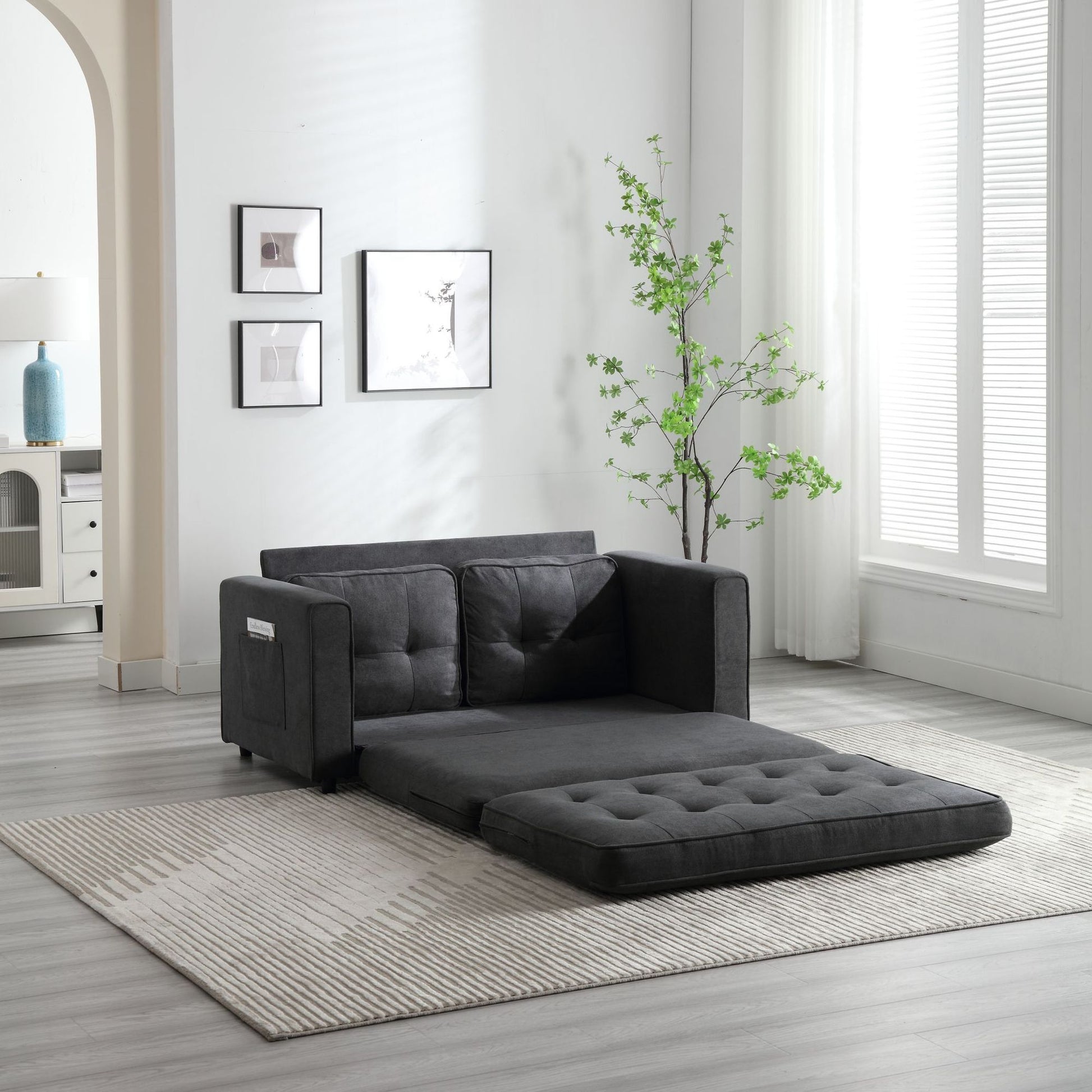 3 Fold Sofa,Convertible Futon Couch sleeper sofabed,Space saving loveseat,Pull Out Couch Bed for Living Room,Dark Gray & image 10