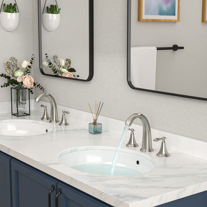 3-hole 2-handle Widespread Lavatory Vanity Faucet Bathroom Vessel Basin Faucet with Pop-up drain, Water Supply Hoses image 11