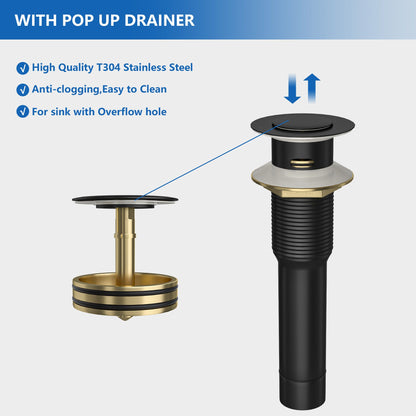 3-hole 2-handle Widespread Lavatory Vanity Faucet Bathroom Vessel Basin Faucet with Pop-up drain, Water Supply Hoses image 7