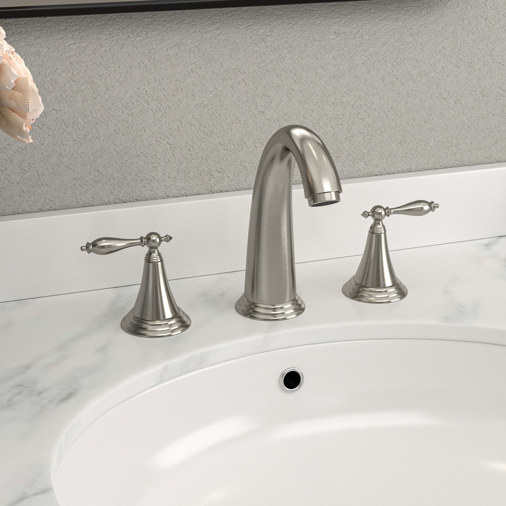 3-hole 2-handle Widespread Lavatory Vanity Faucet Bathroom Vessel Basin Faucet with Pop-up drain, Water Supply Hoses image 13