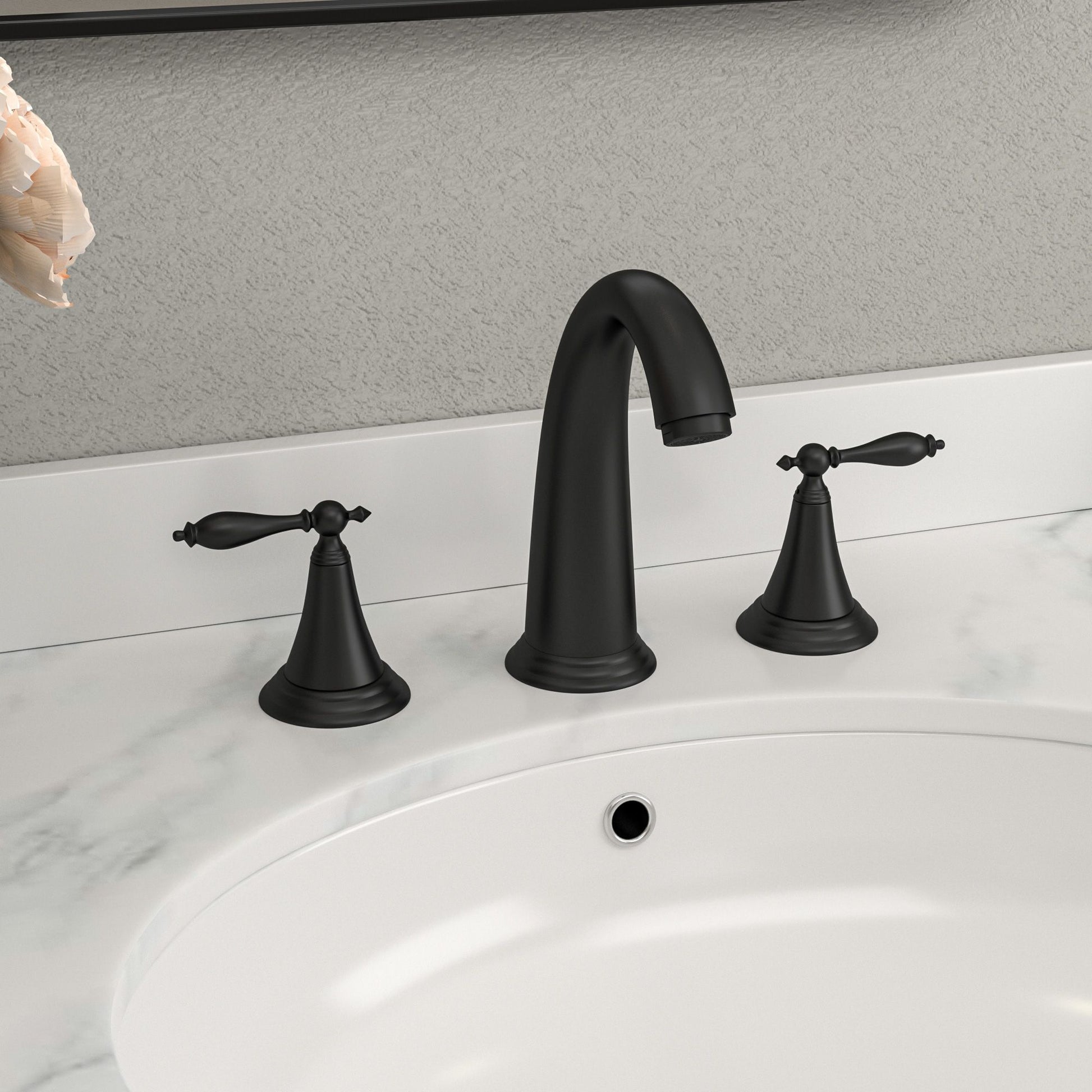 3-hole 2-handle Widespread Lavatory Vanity Faucet Bathroom Vessel Basin Faucet with Pop-up drain, Water Supply Hoses image 4