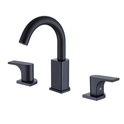 3 Hole Bathroom Sink Faucet 2 Handle Deck Mounted 360-Degree Swivel Matte Black Vessel Basin Faucet RBF61017MB image 1