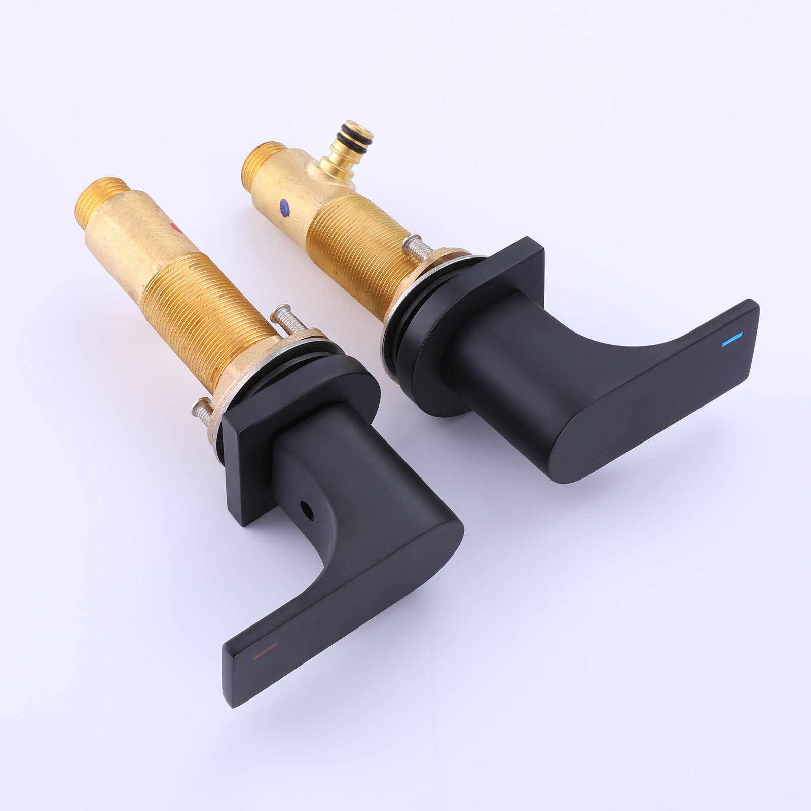 3 Hole Bathroom Sink Faucet 2 Handle Deck Mounted 360-Degree Swivel Matte Black Vessel Basin Faucet RBF61017MB image 5