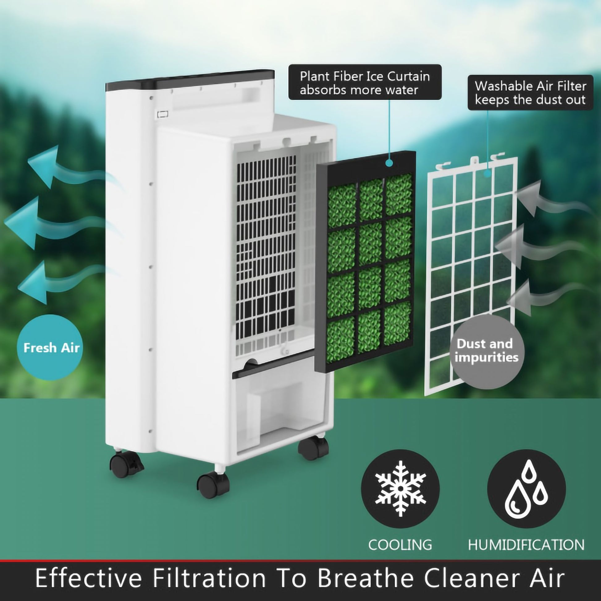 3-in-1 Portable Evaporative Air Conditioner Cooler with Remote Control for Home image 9