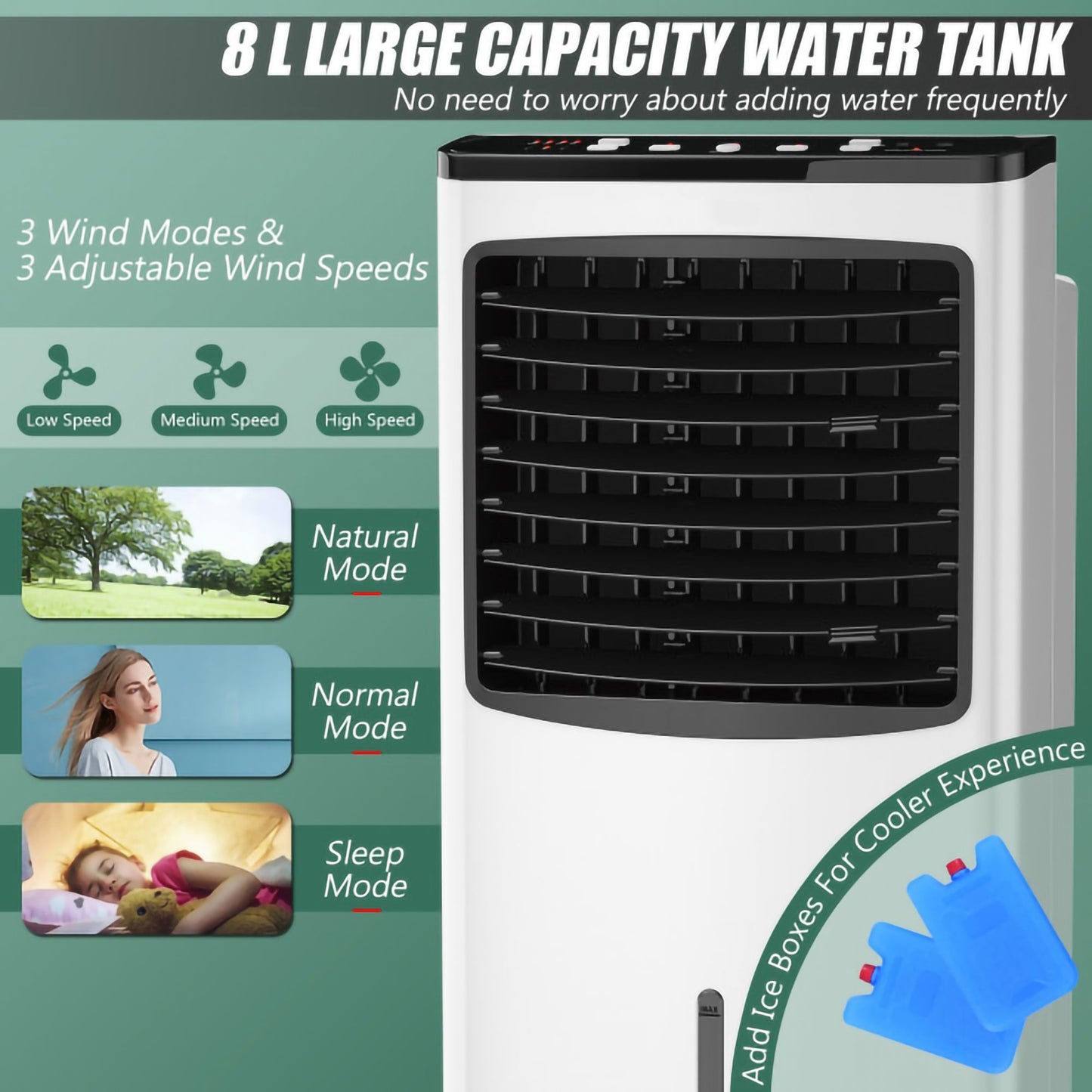 3-in-1 Portable Evaporative Air Conditioner Cooler with Remote Control for Home image 7