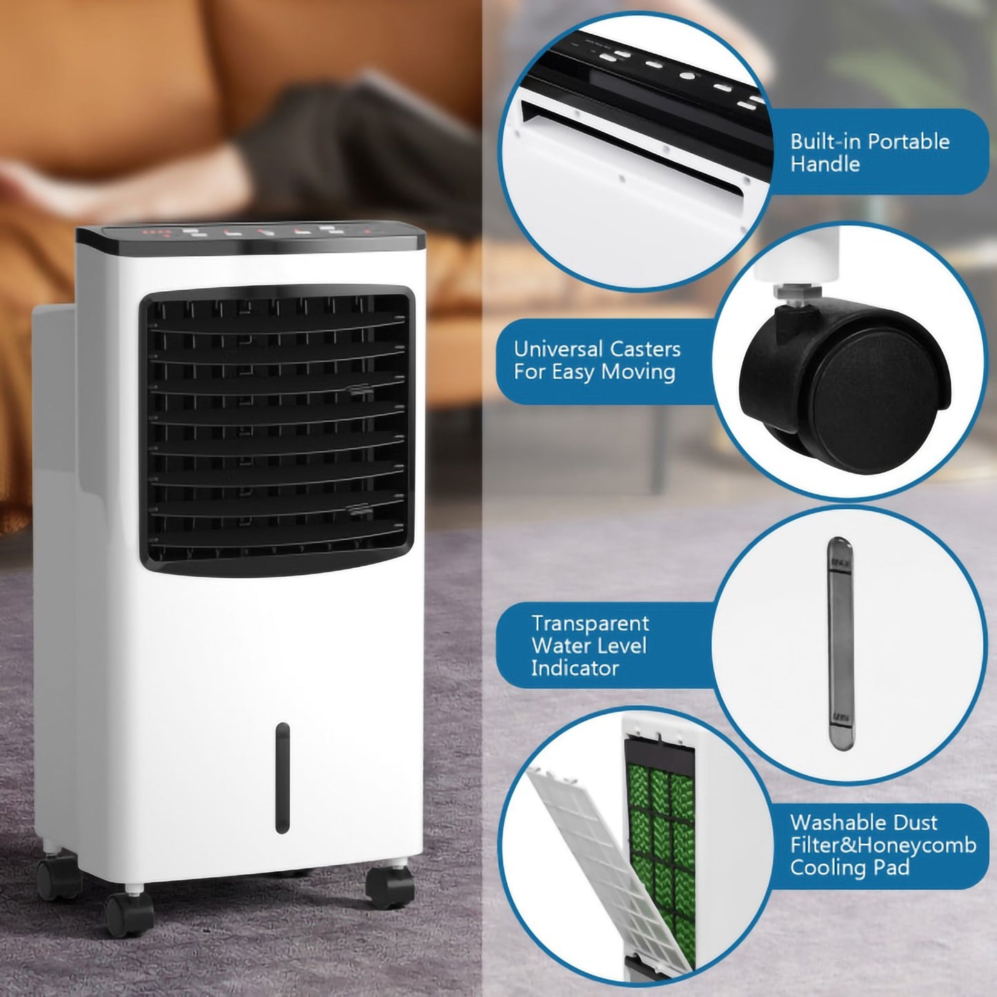 3-in-1 Portable Evaporative Air Conditioner Cooler with Remote Control for Home image 4
