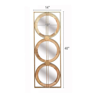 3 Mirror Piece Wall Mirror in Gold Rectangular Frame, Home Wall Decor for Bedroom Living Room, 40"x14" image 9
