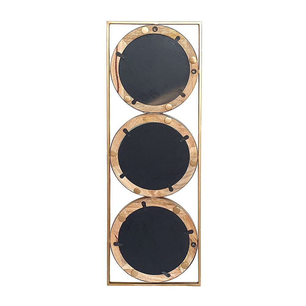 3 Mirror Piece Wall Mirror in Gold Rectangular Frame, Home Wall Decor for Bedroom Living Room, 40"x14" image 8