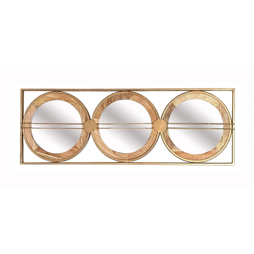 3 Mirror Piece Wall Mirror in Gold Rectangular Frame, Home Wall Decor for Bedroom Living Room, 40"x14" image 3