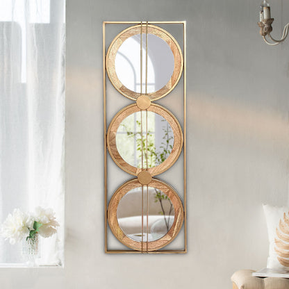 3 Mirror Piece Wall Mirror in Gold Rectangular Frame, Home Wall Decor for Bedroom Living Room, 40"x14" image 7