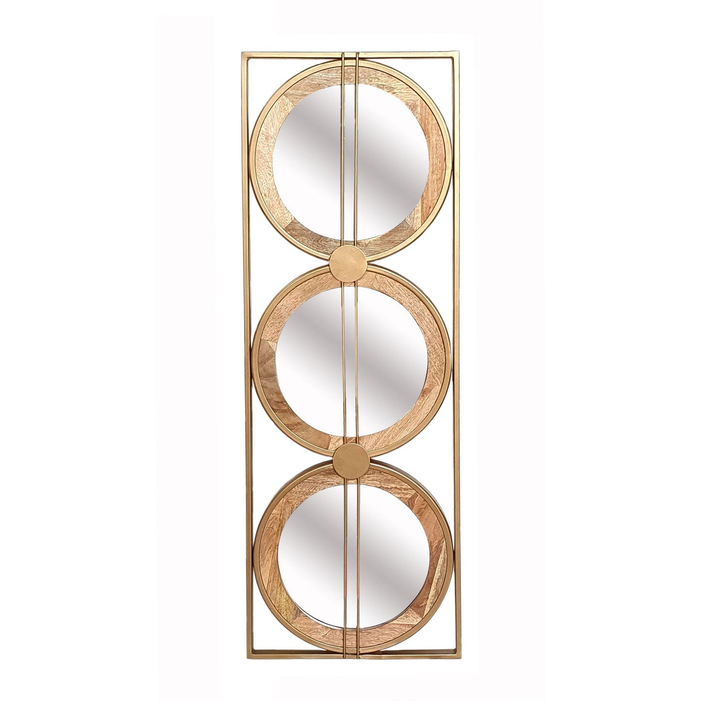 3 Mirror Piece Wall Mirror in Gold Rectangular Frame, Home Wall Decor for Bedroom Living Room, 40"x14" image 2