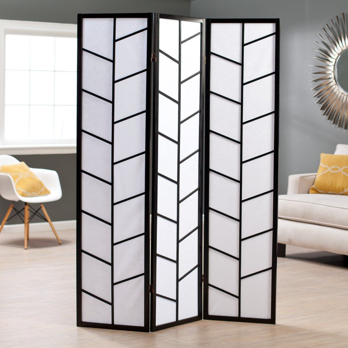 3-Panel Climbing Screen Room Divider, Black image 1