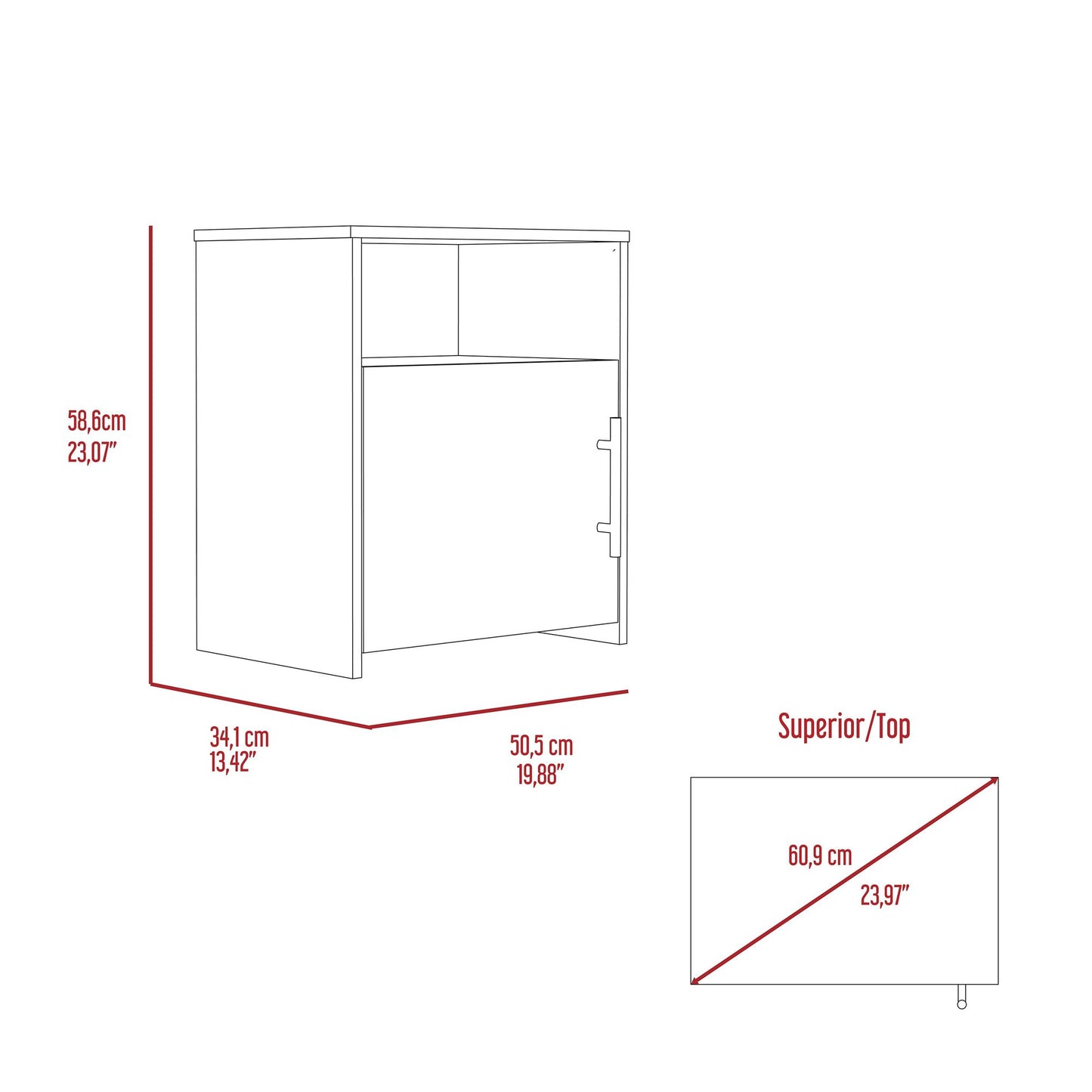 3 Piece Bedroom Set, London Armoire + 2 Omaha Nightstands, Black image 9