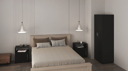3 Piece Bedroom Set, London Armoire + 2 Omaha Nightstands, Black image 1