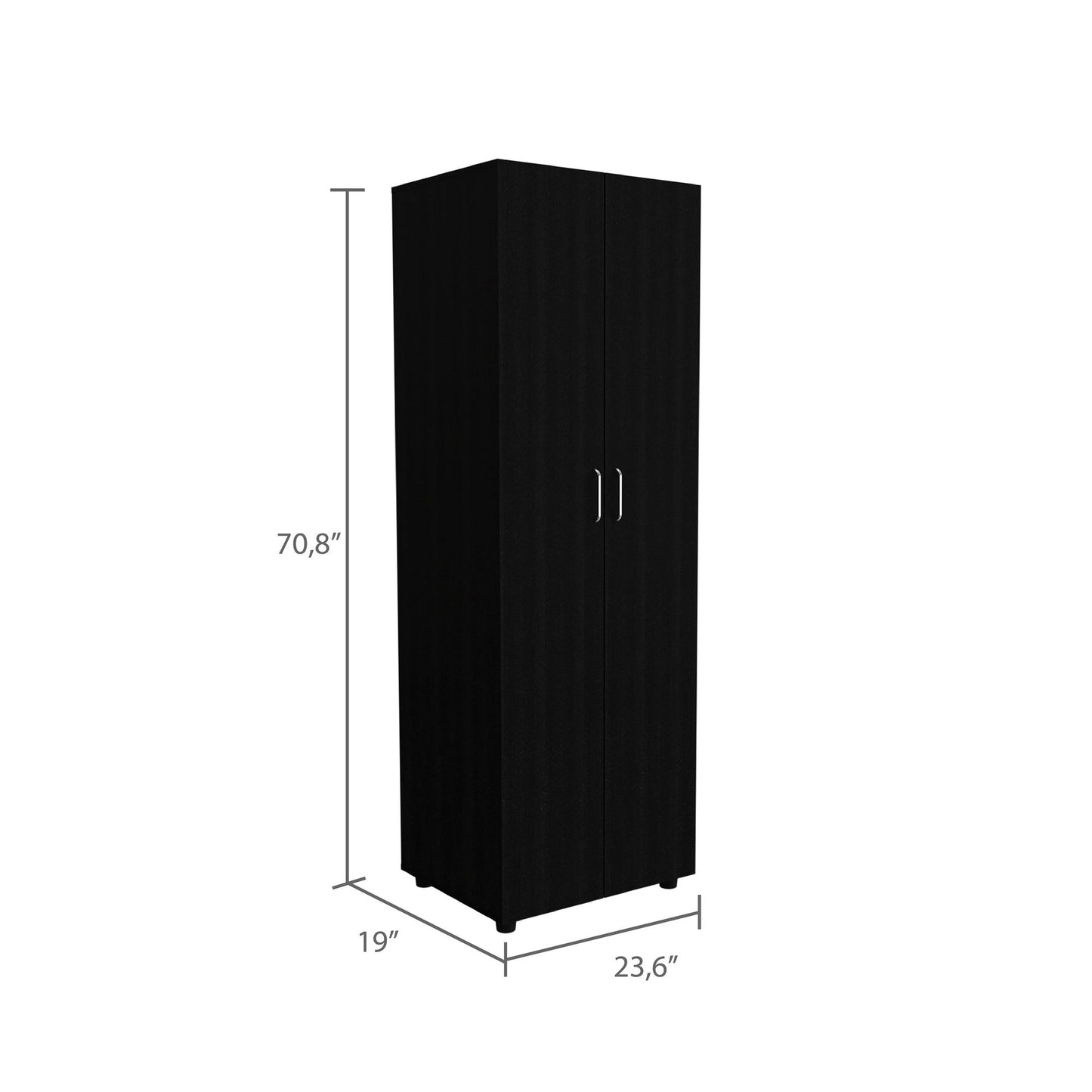 3 Piece Bedroom Set, London Armoire + 2 Omaha Nightstands, Black image 5