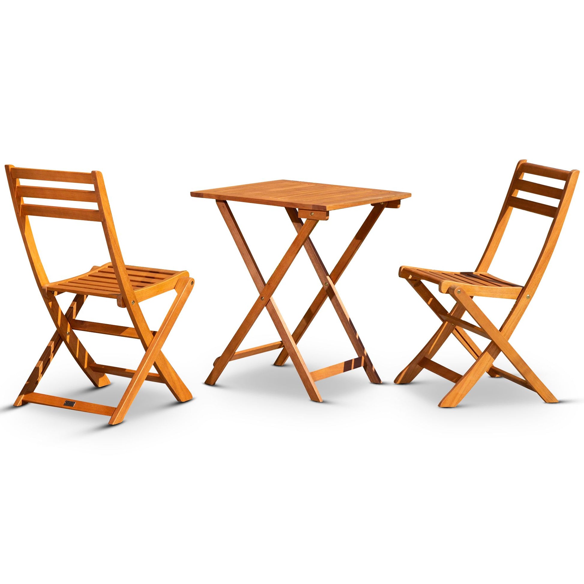 3-Piece Eucalyptus Bistro Set, Square, Natural Oil image 2