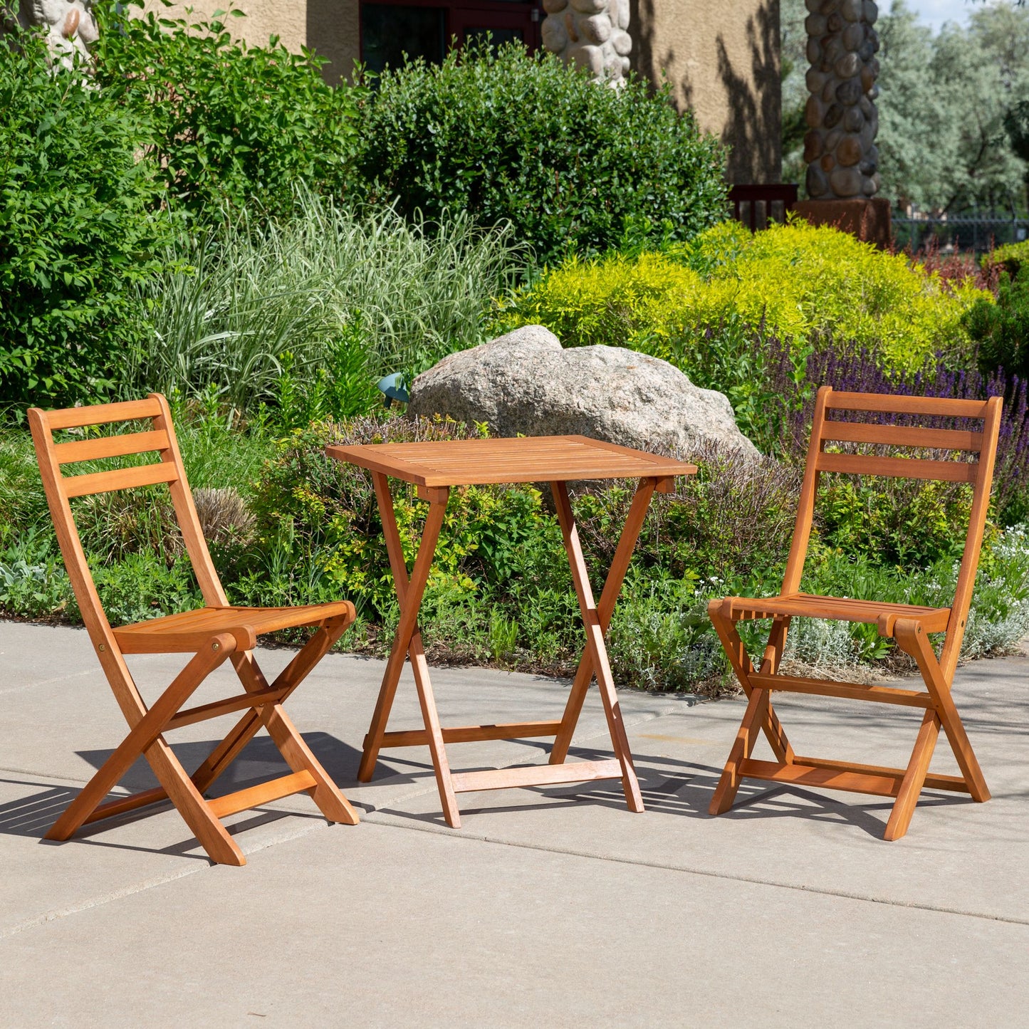 3-Piece Eucalyptus Bistro Set, Square, Natural Oil image 6