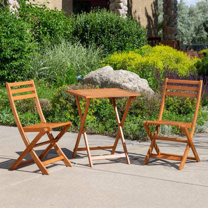 3-Piece Eucalyptus Bistro Set, Square, Natural Oil image 6