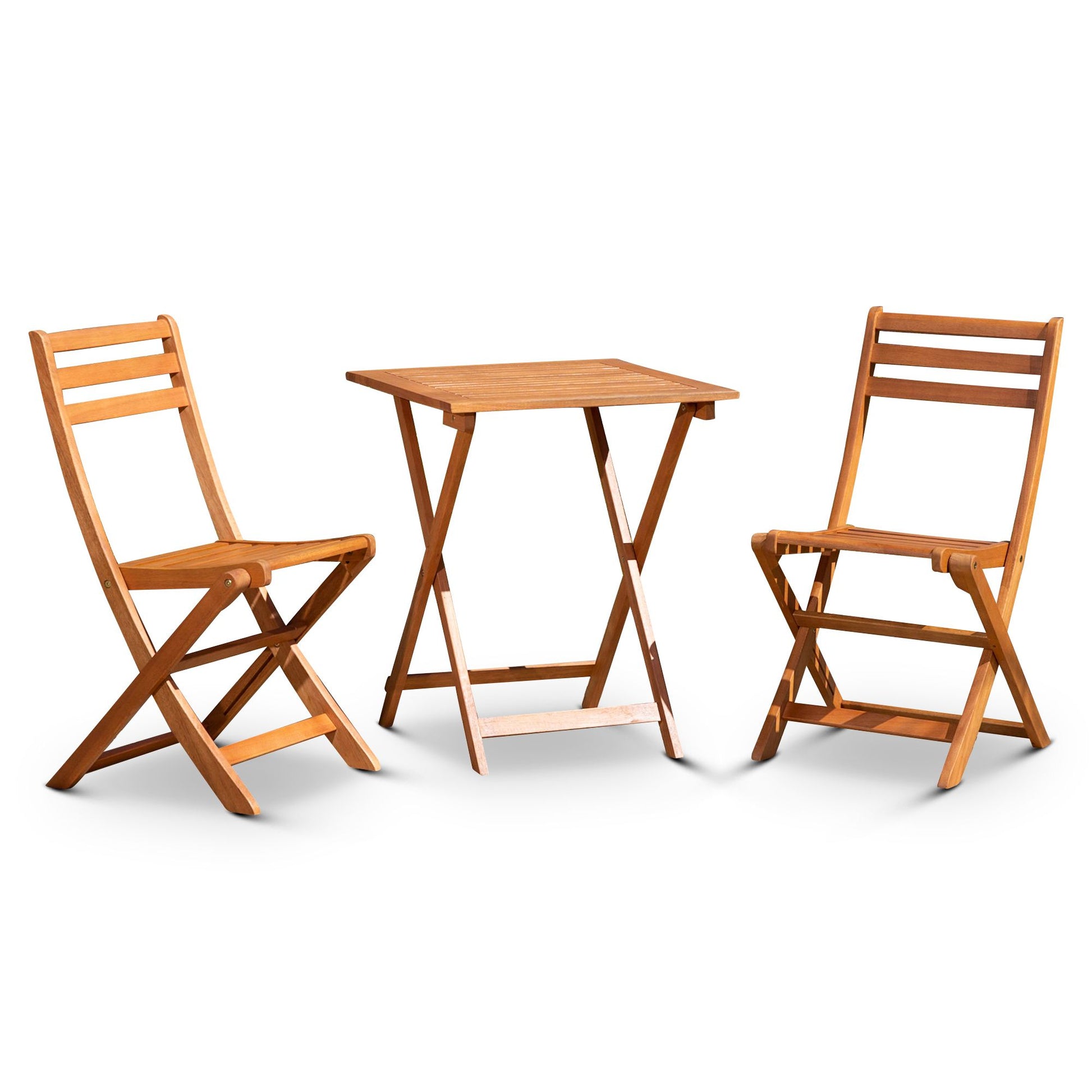 3-Piece Eucalyptus Bistro Set, Square, Natural Oil image 1