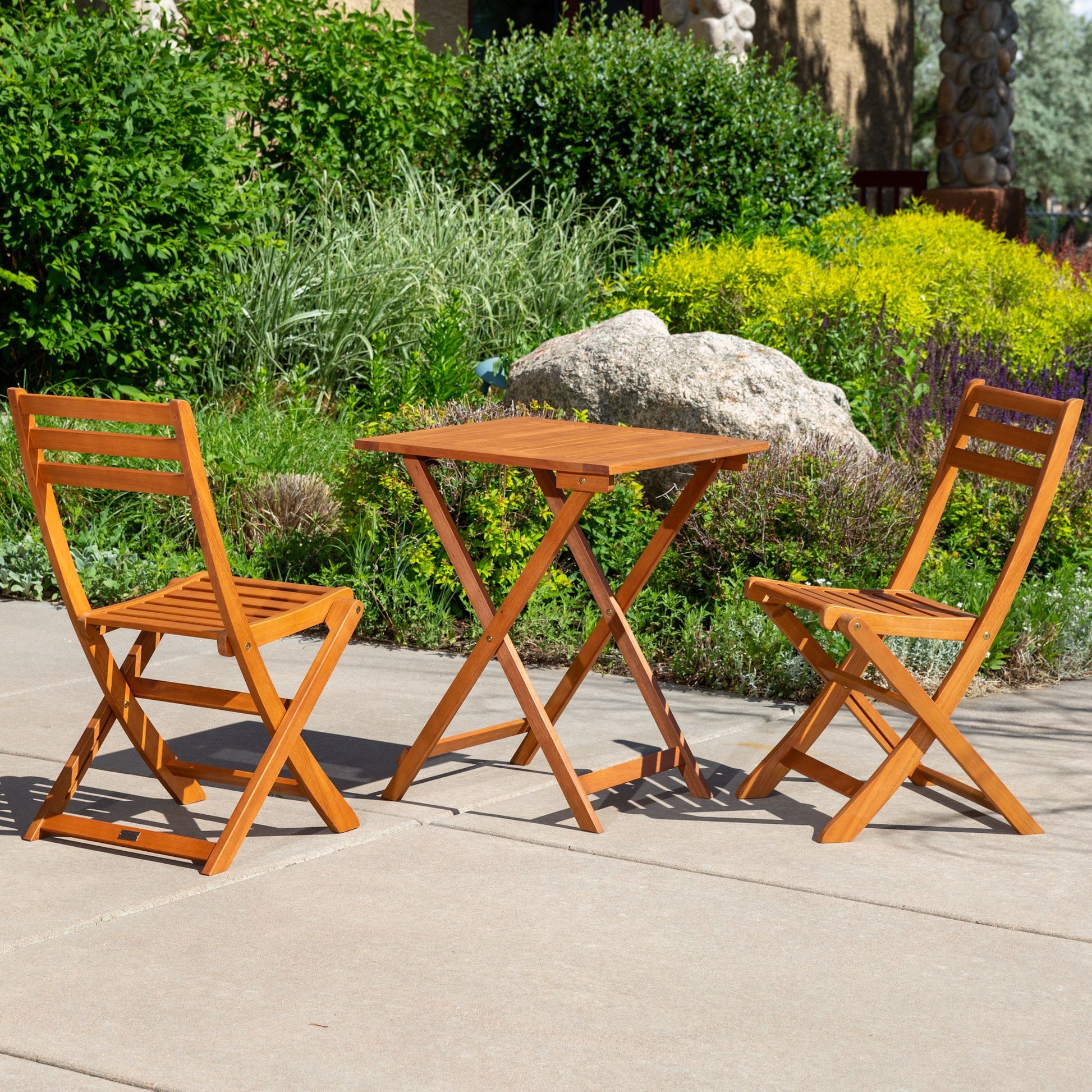 3-Piece Eucalyptus Bistro Set, Square, Natural Oil image 7